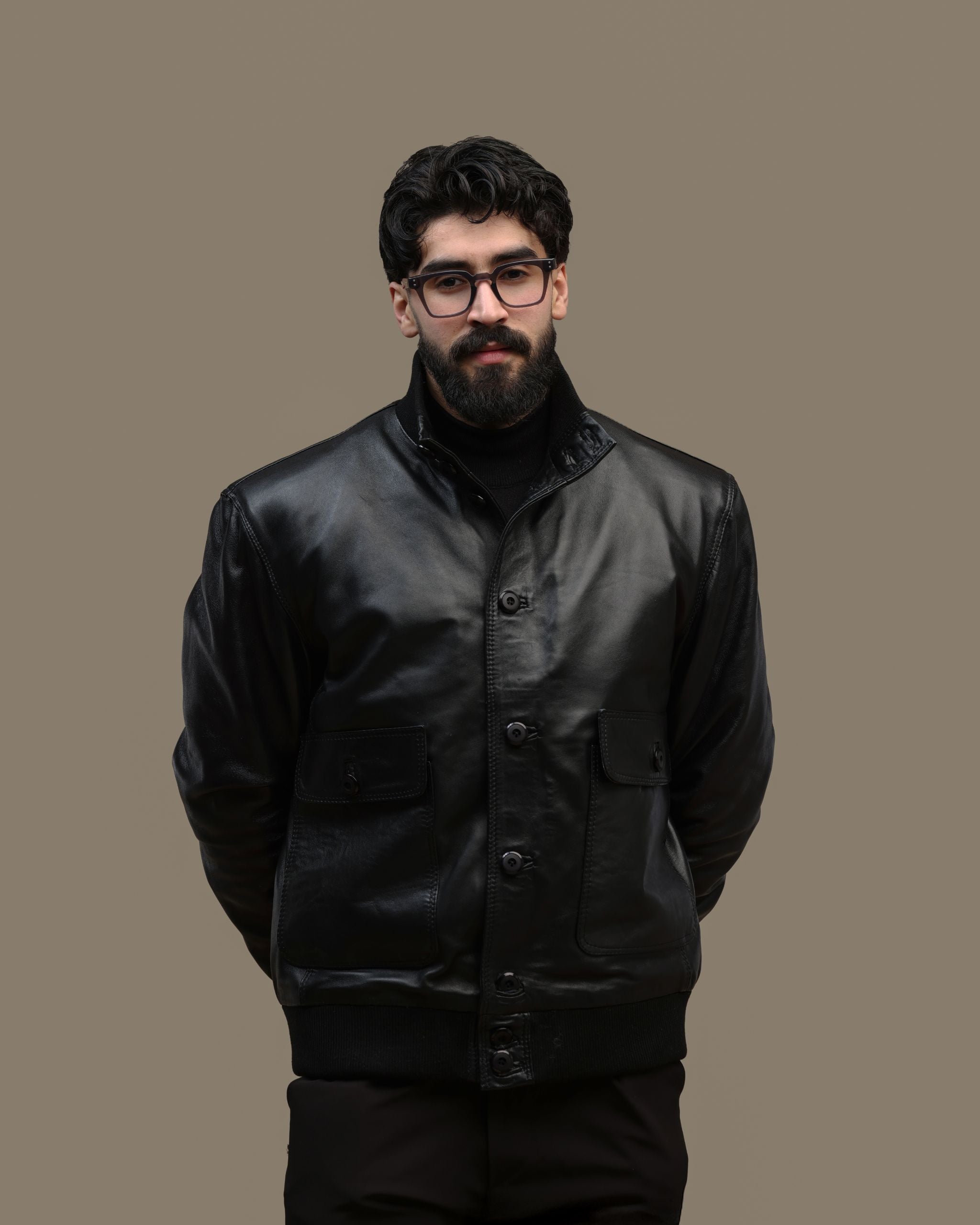 Brera – Veste en cuir véritable Noir Profond