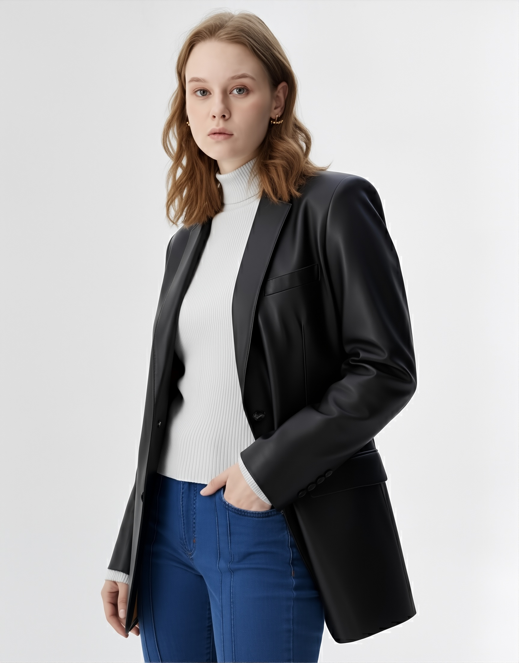 Blazer en cuir veritable pour femmes