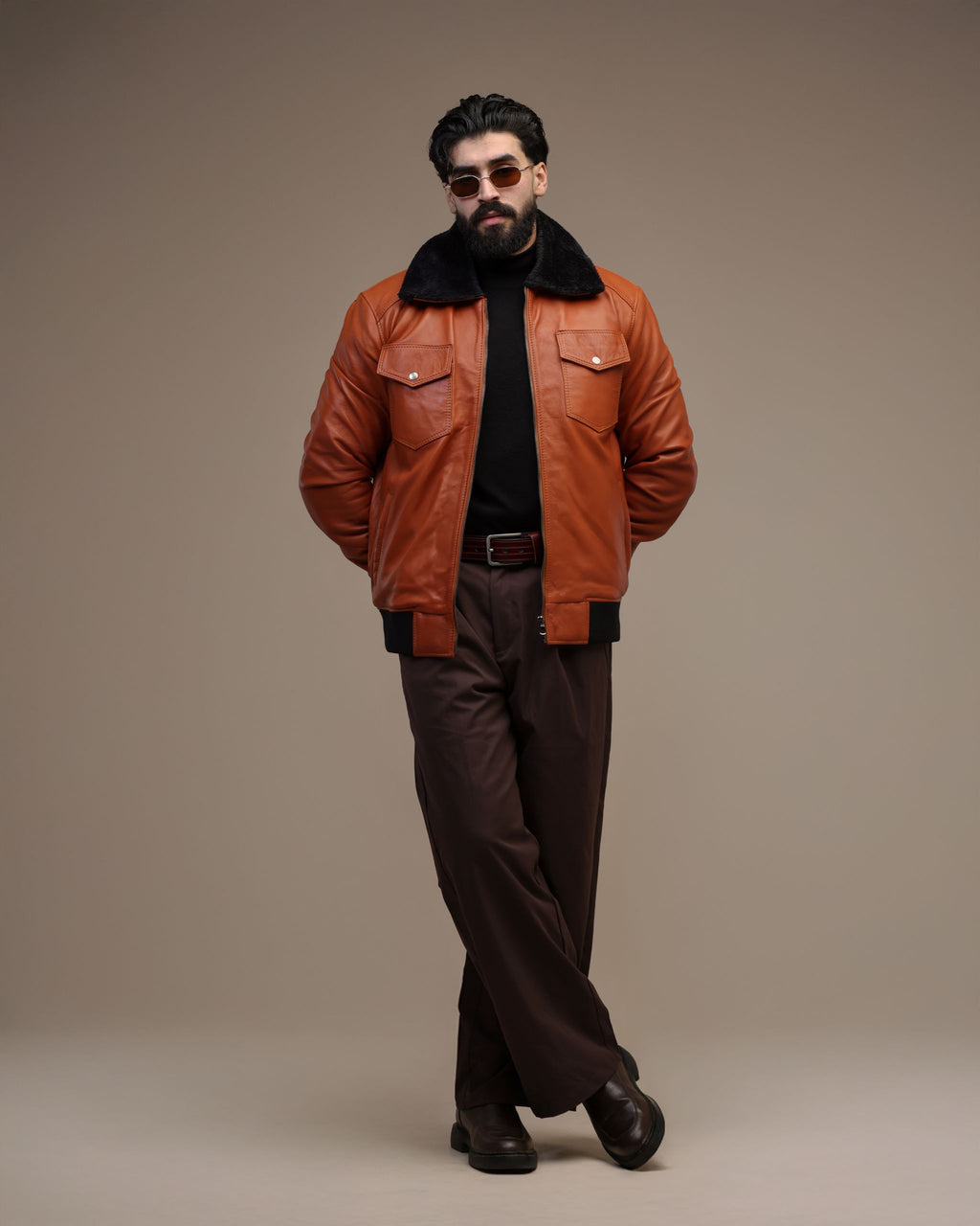 Bomber- Veste en cuir véritable