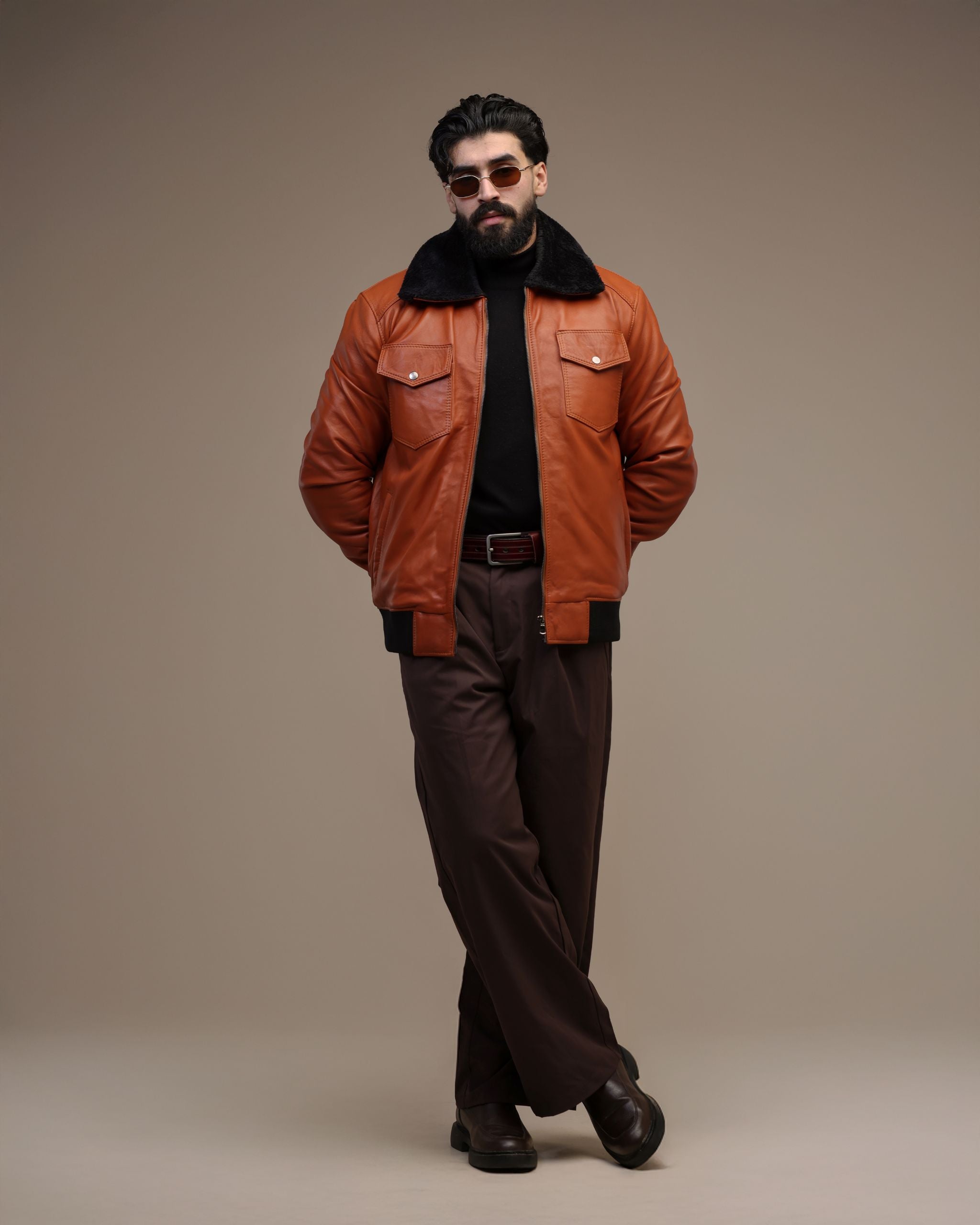 Bomber- Veste en cuir véritable