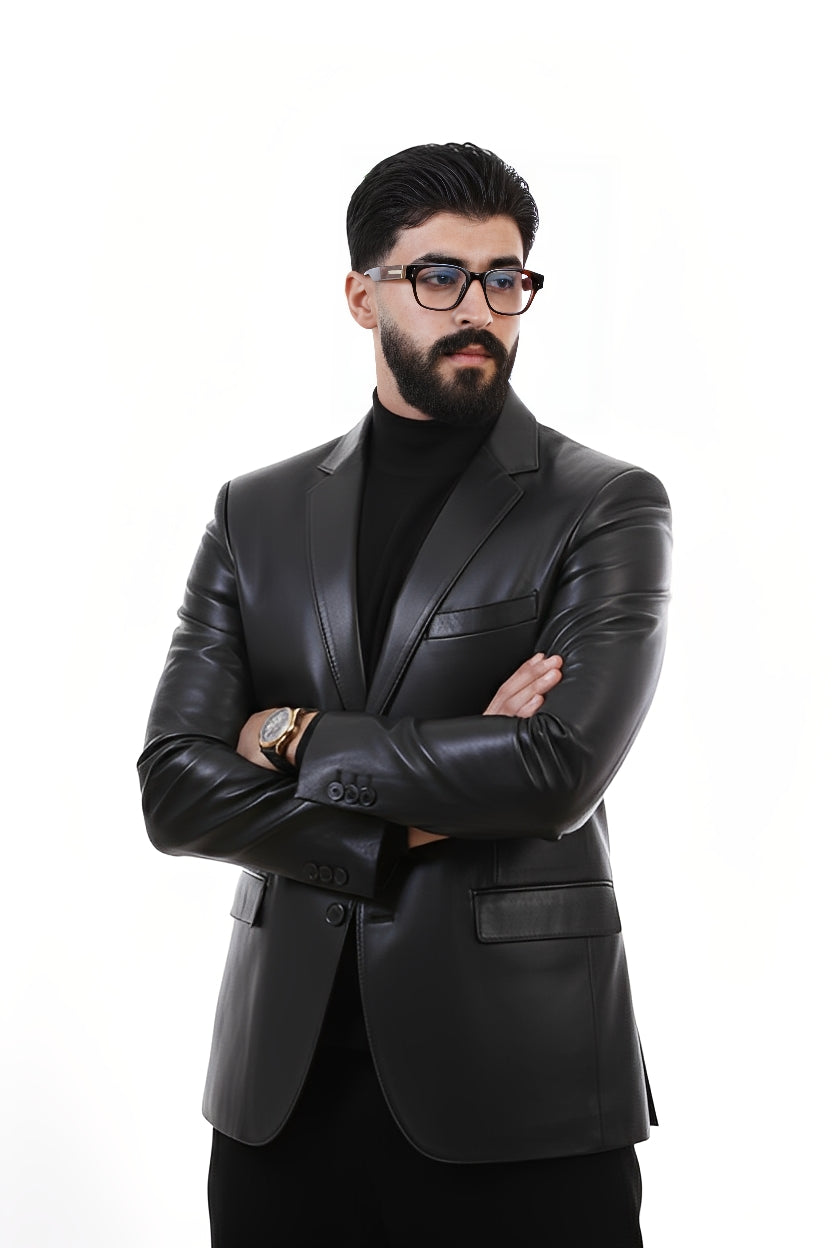 Veste en Cuir Noir Premium – Élégance Moderne