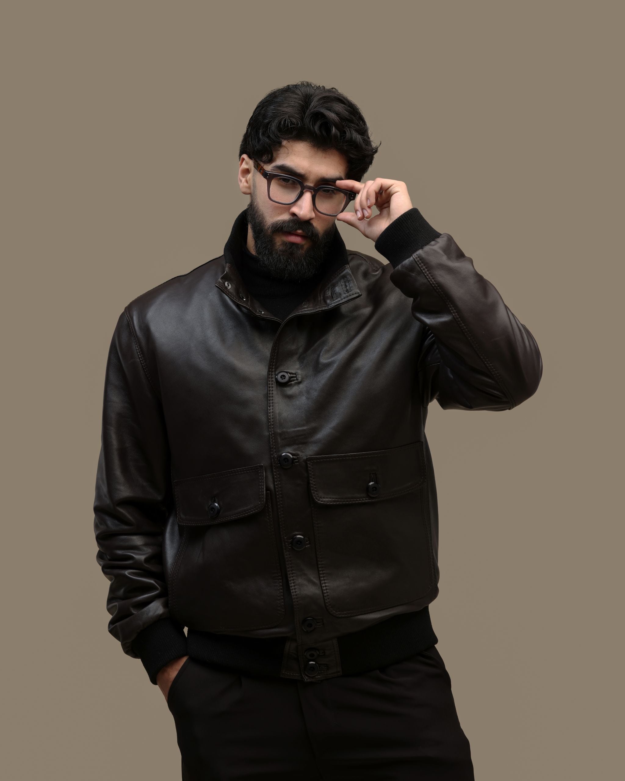 Brera – Veste en cuir véritable Marron Chocolat Profond