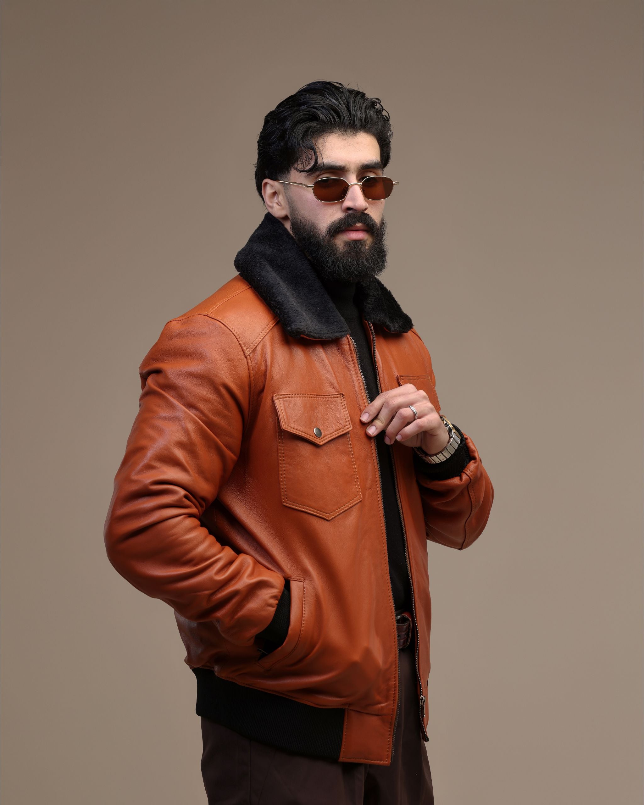 Bomber- Veste en cuir véritable