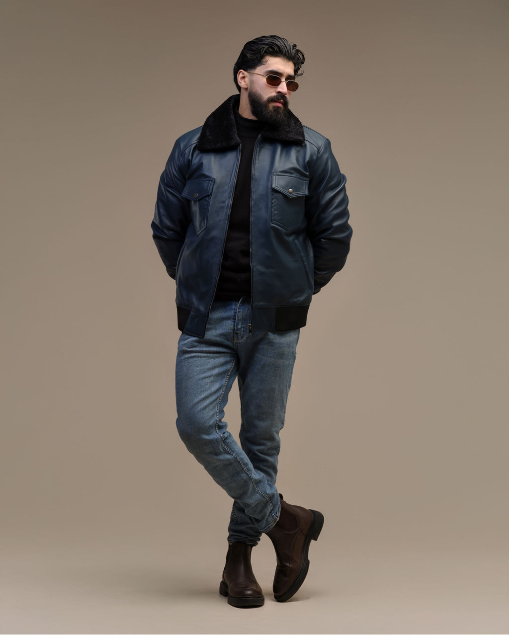 Bomber - Veste en cuir véritable