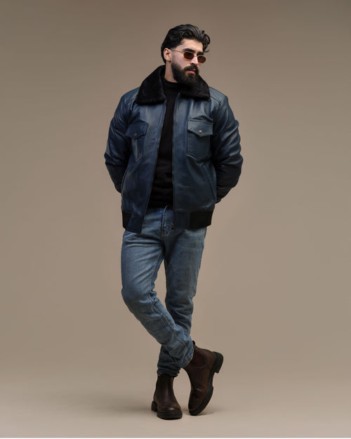 Bomber - Veste en cuir véritable
