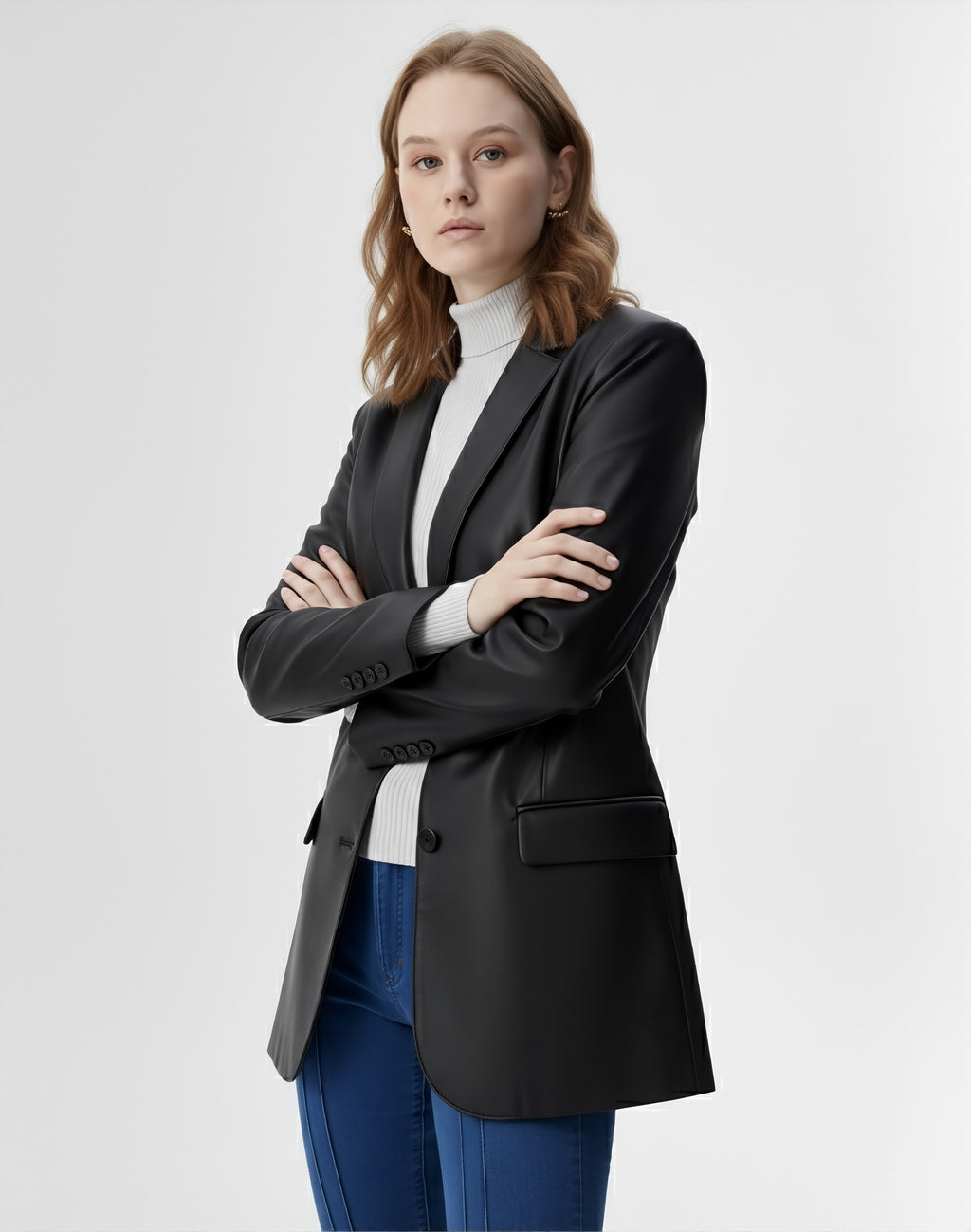 Blazer en cuir veritable pour femmes