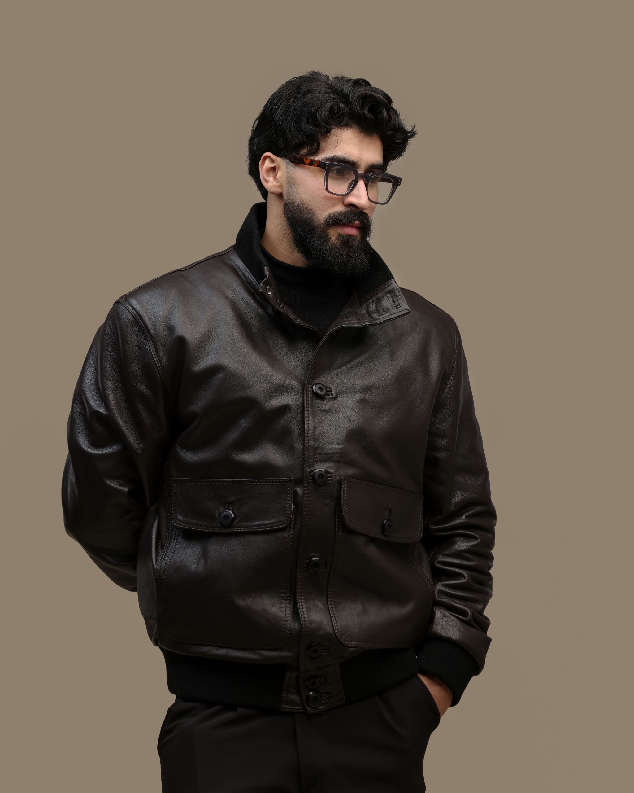Brera – Veste en cuir véritable Marron Chocolat Profond