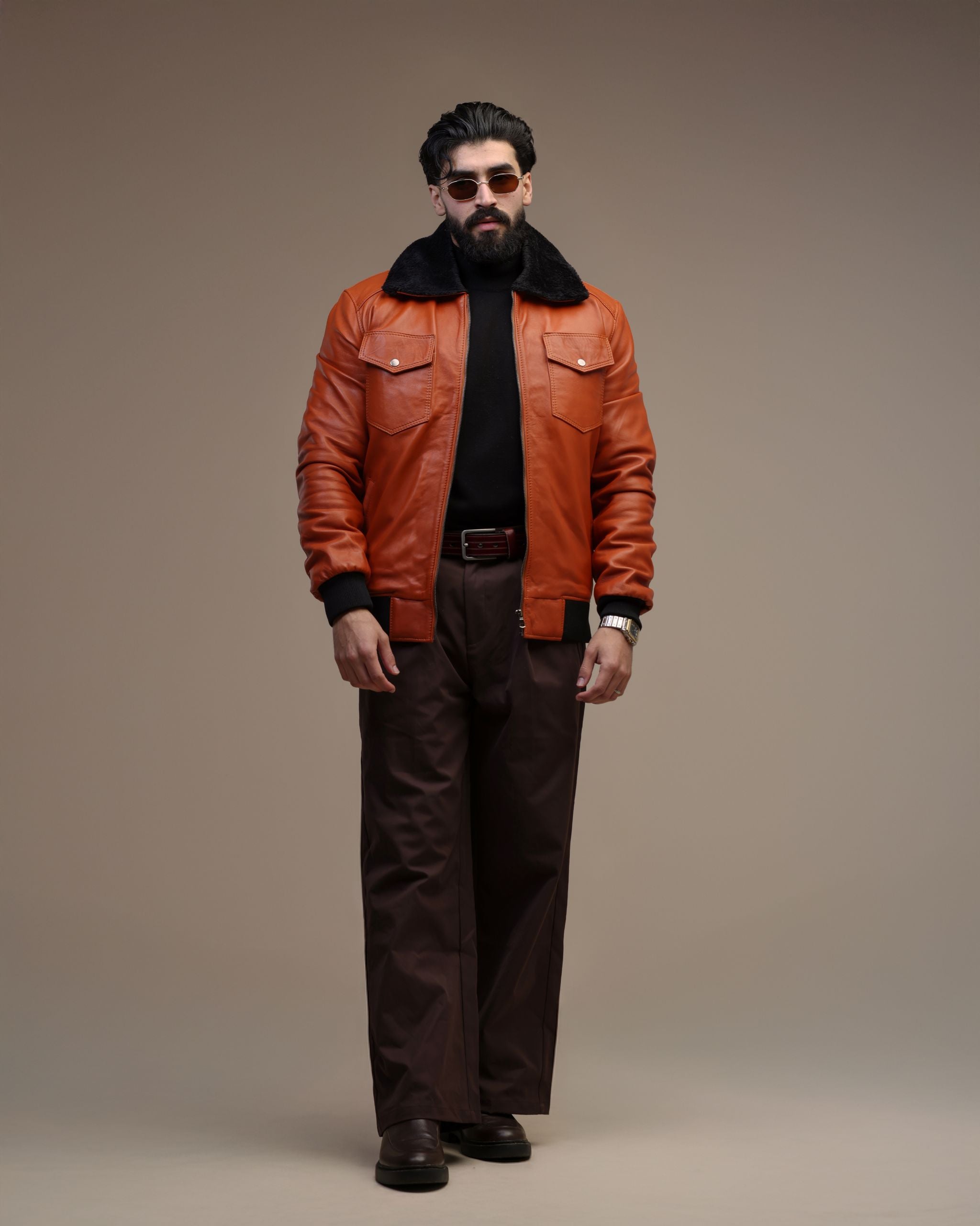 Bomber- Veste en cuir véritable