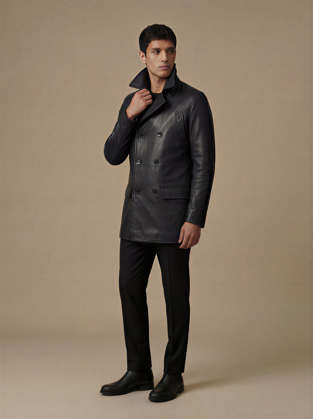 MILANO| Monteau croisé pour hommes en cuir original