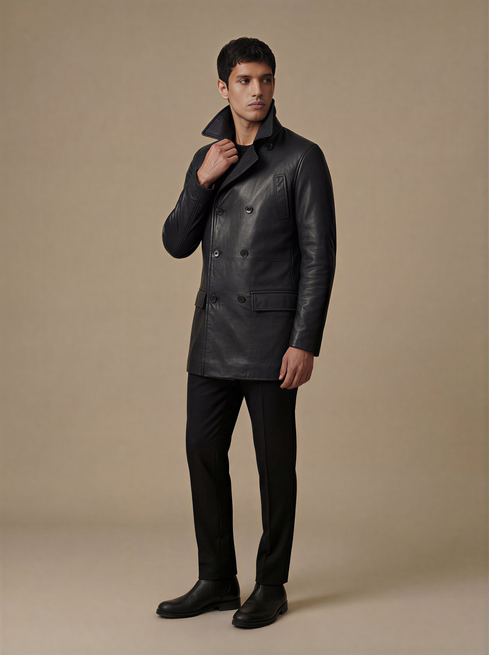 MILANO| Monteau croisé pour hommes en cuir original