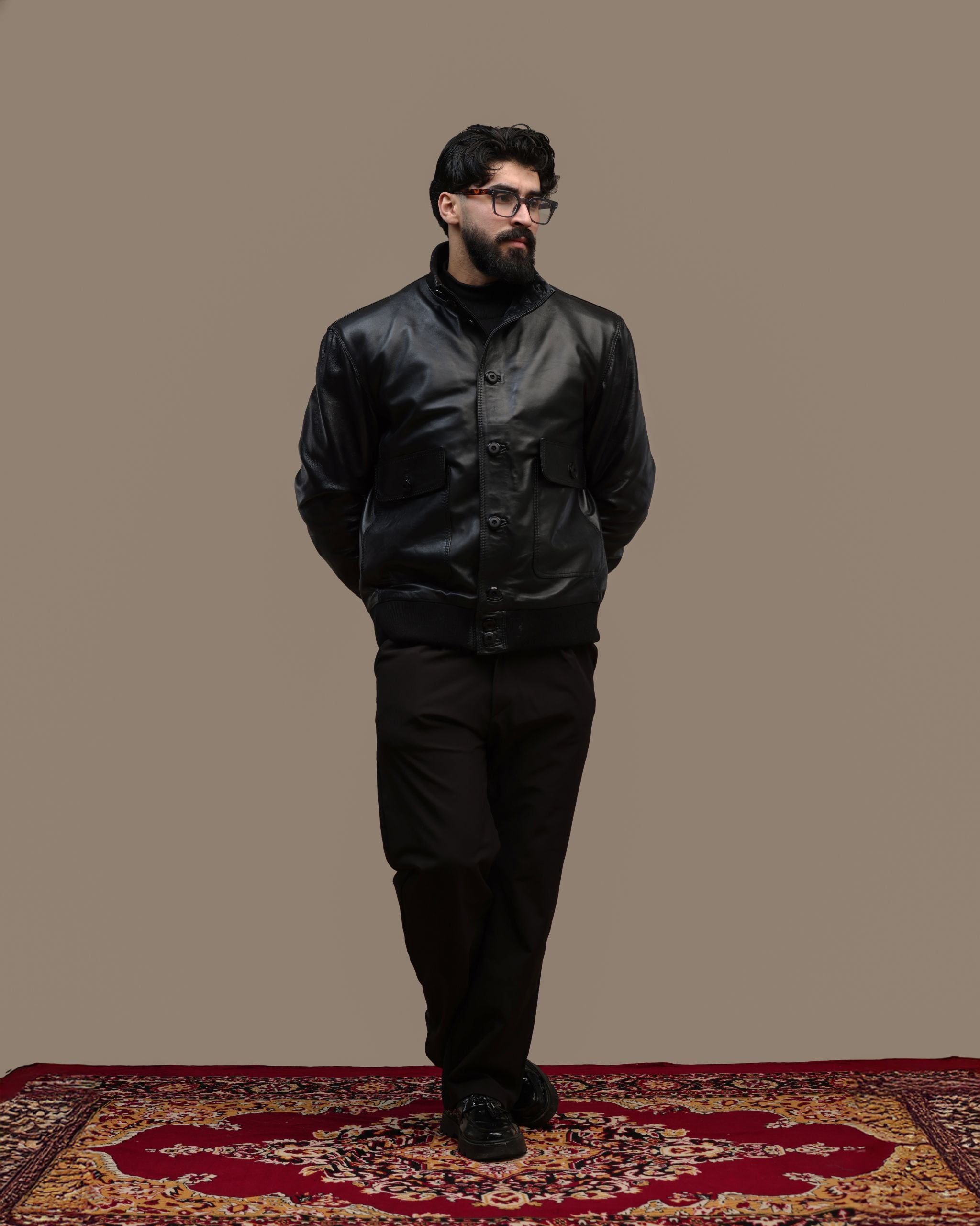 Brera – Veste en cuir véritable Noir Profond