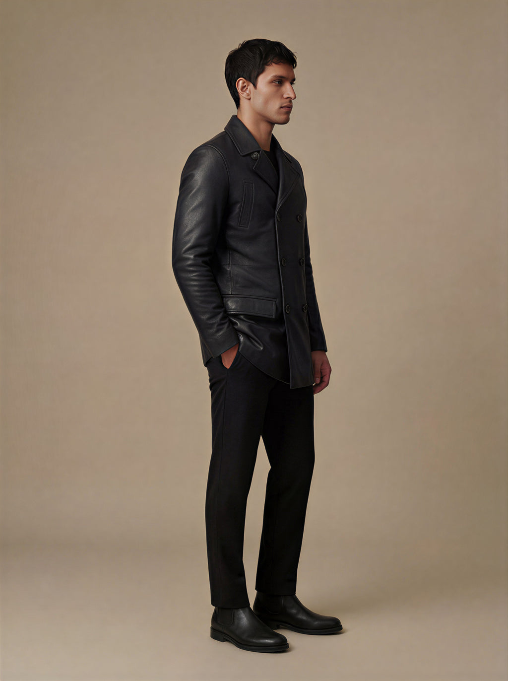 MILANO| Monteau croisé pour hommes en cuir original