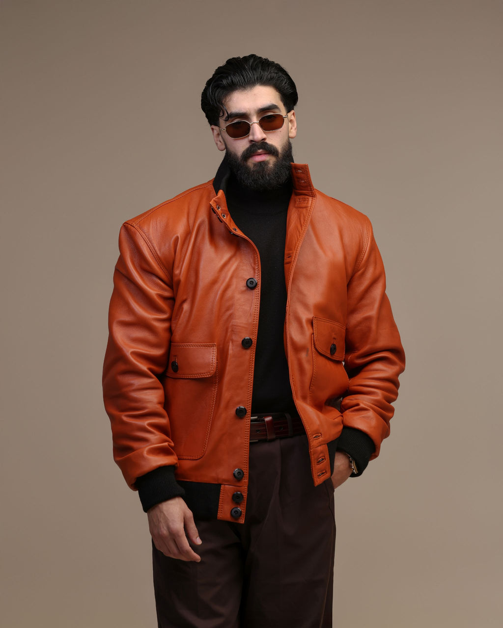 Brera- Veste en cuir véritable pour hommes
