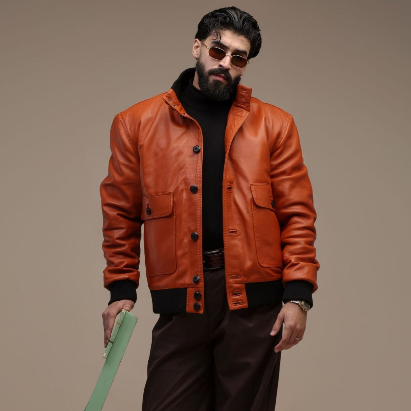 Brera- Veste en cuir véritable pour hommes