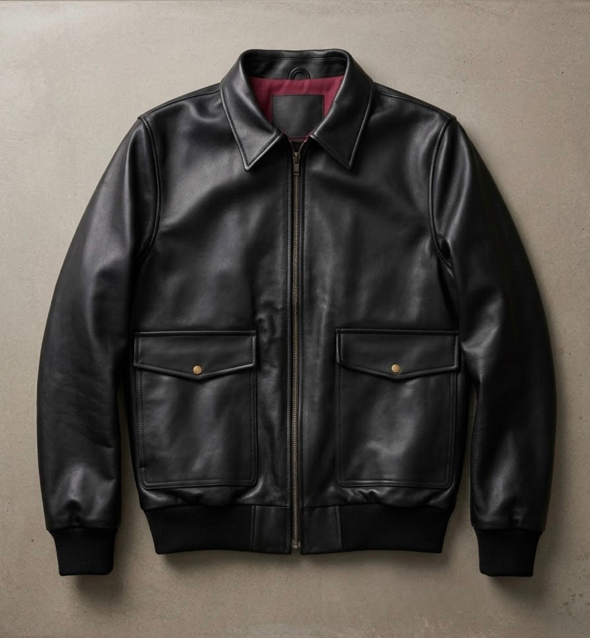 Veste Aviateur en Cuir – Édition Doublure Rouge Signature