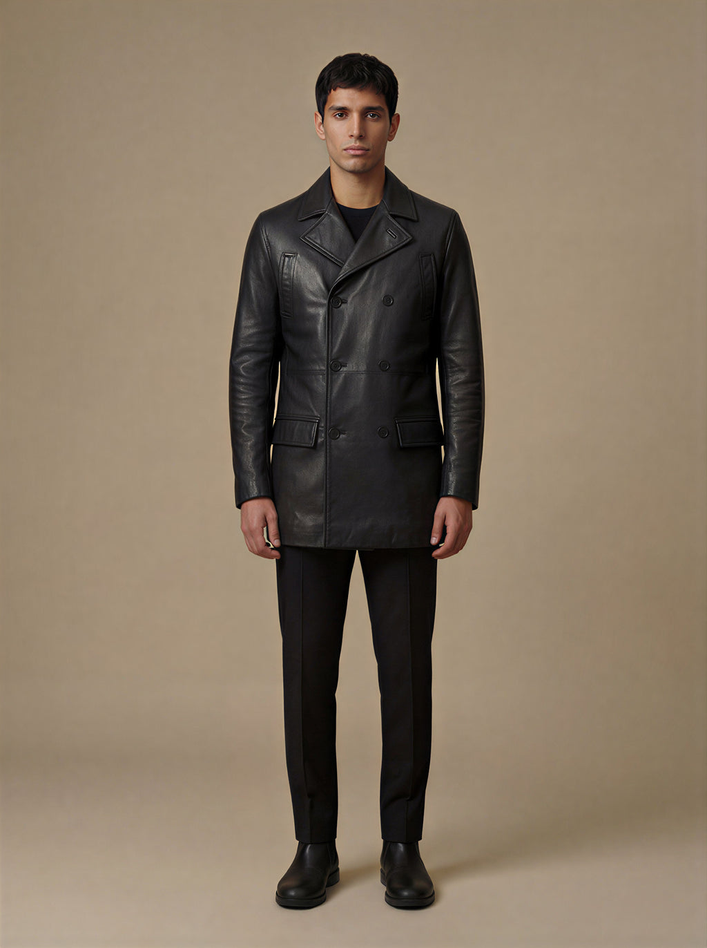 MILANO| Monteau croisé pour hommes en cuir original