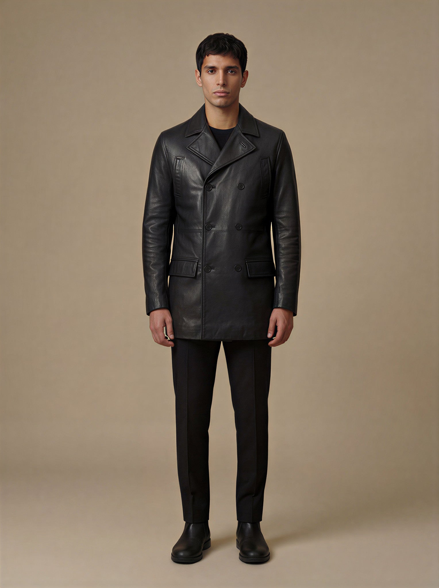 MILANO| Monteau croisé pour hommes en cuir original