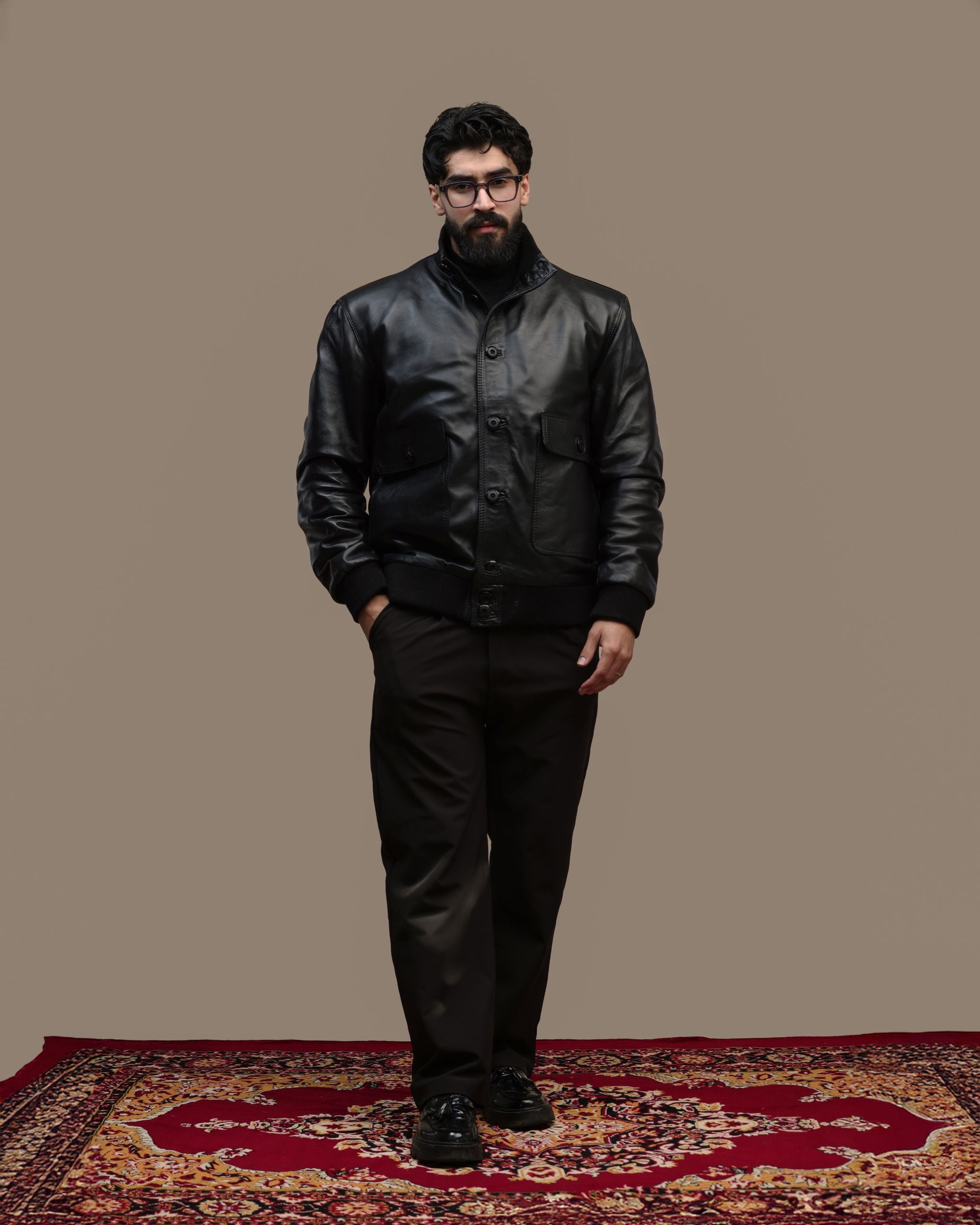 Brera – Veste en cuir véritable Noir Profond