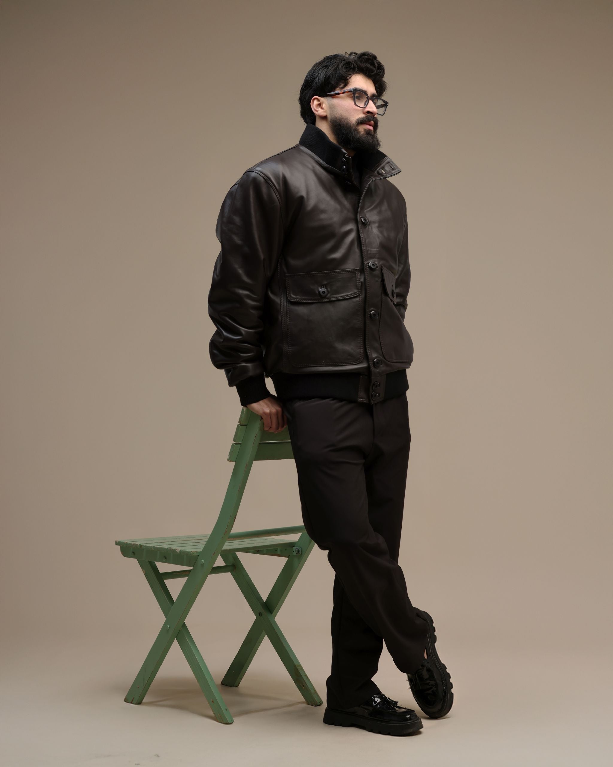 Brera – Veste en cuir véritable Marron Chocolat Profond