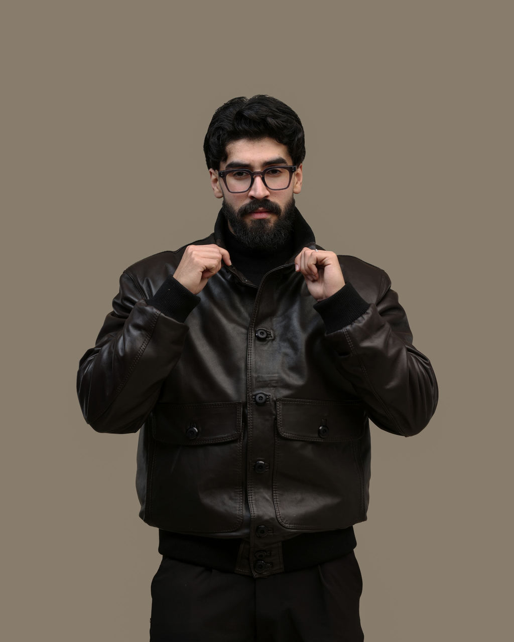 Brera – Veste en cuir véritable Marron Chocolat Profond