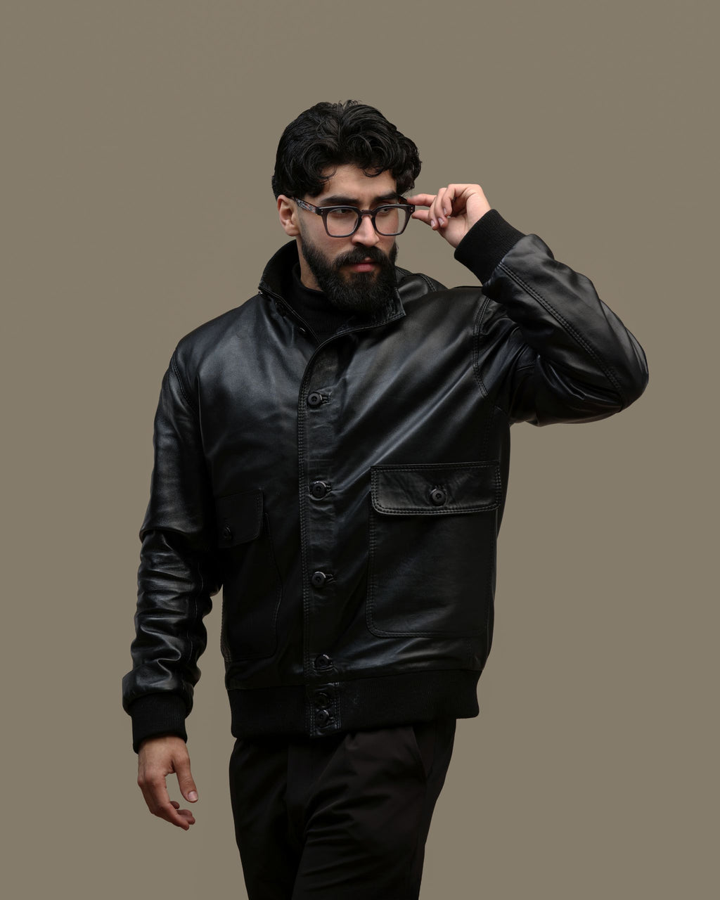 Brera – Veste en cuir véritable Noir Profond