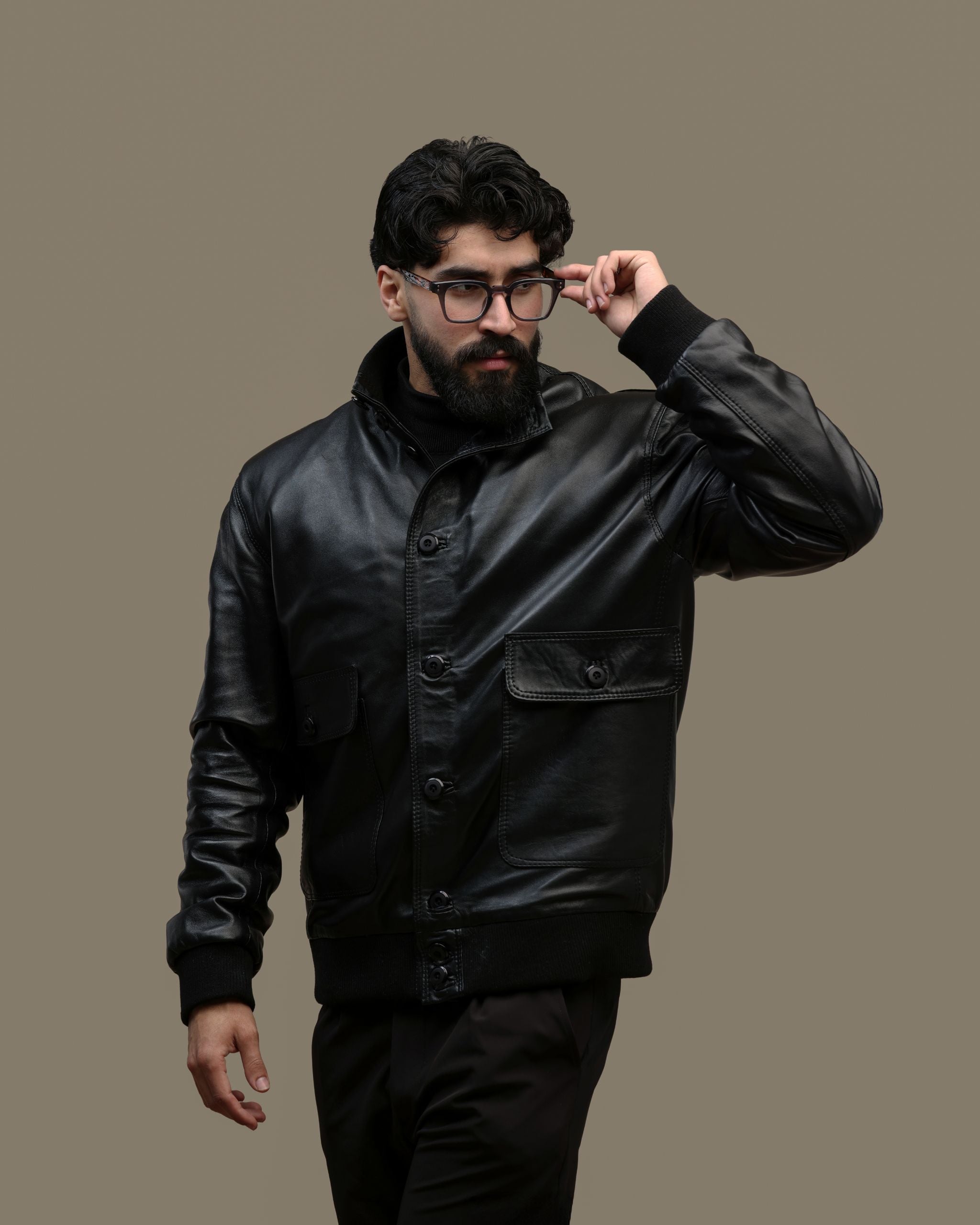 Brera – Veste en cuir véritable Noir Profond