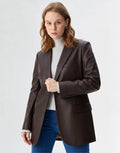 Blazer en Cuir Véritable - Marron chocolat